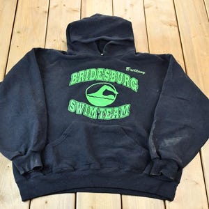 Sudadera con capucha gráfica del equipo de natación Bridesburg, Filadelfia, Pensilvania, de los años 90 / Sudadera con capucha de los años 90