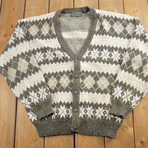 Vintage 1990s David Taylor Knit Cardigan Button Up Sweater