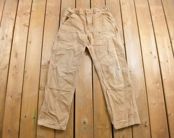 Vintage 1990s Carhartt Beige Doppelknie Arbeitshose Größe 33 x 30 / Distressed Carhartt / 90s Workwear / Carpenter / Doppelknie