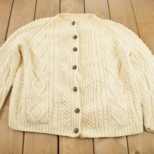 Vintage 1980s Kennedy Of Ardara 100% Wool Cable Knit Cardigan Sweater / Vintage Cable Knit / Made In Ireland / Winter Sweatshirt