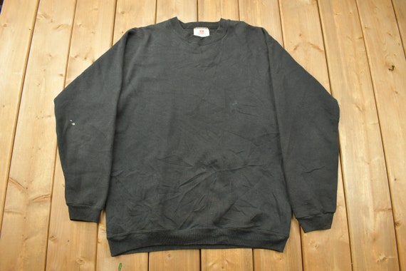 Vintage 1990s Hanes Blank Black Crewneck Sweatshirt / 90s Vintage 1990s Hanes Blank Black Crewneck Sweatshirt / 90s