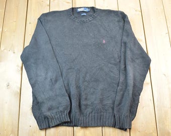 Vintage 1990s Polo Ralph Lauren Mens Blue 100% Lambs Wool Polo