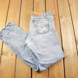 Vintage 1990s Levi&#39;s 505 Light Wash Jeans Size 36 x 32 / Distressed Denim / Straight Leg Jeans / Vintage Levi&#39;s
