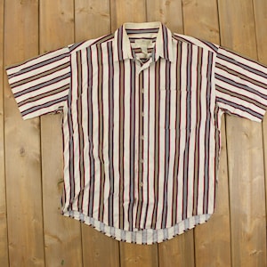 Vintage Y2k Natural Issue Striped Button Up Shirt