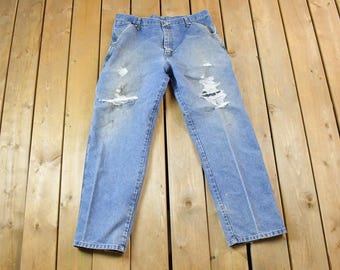 Pantalones vaqueros Wrangler vintage de los años 90, de mezclilla desgastada, talla 36 32 / Hechos en EE. UU. / Estilo vintage americano / Ropa de trabajo / Ropa urbana / Pantalones vintage