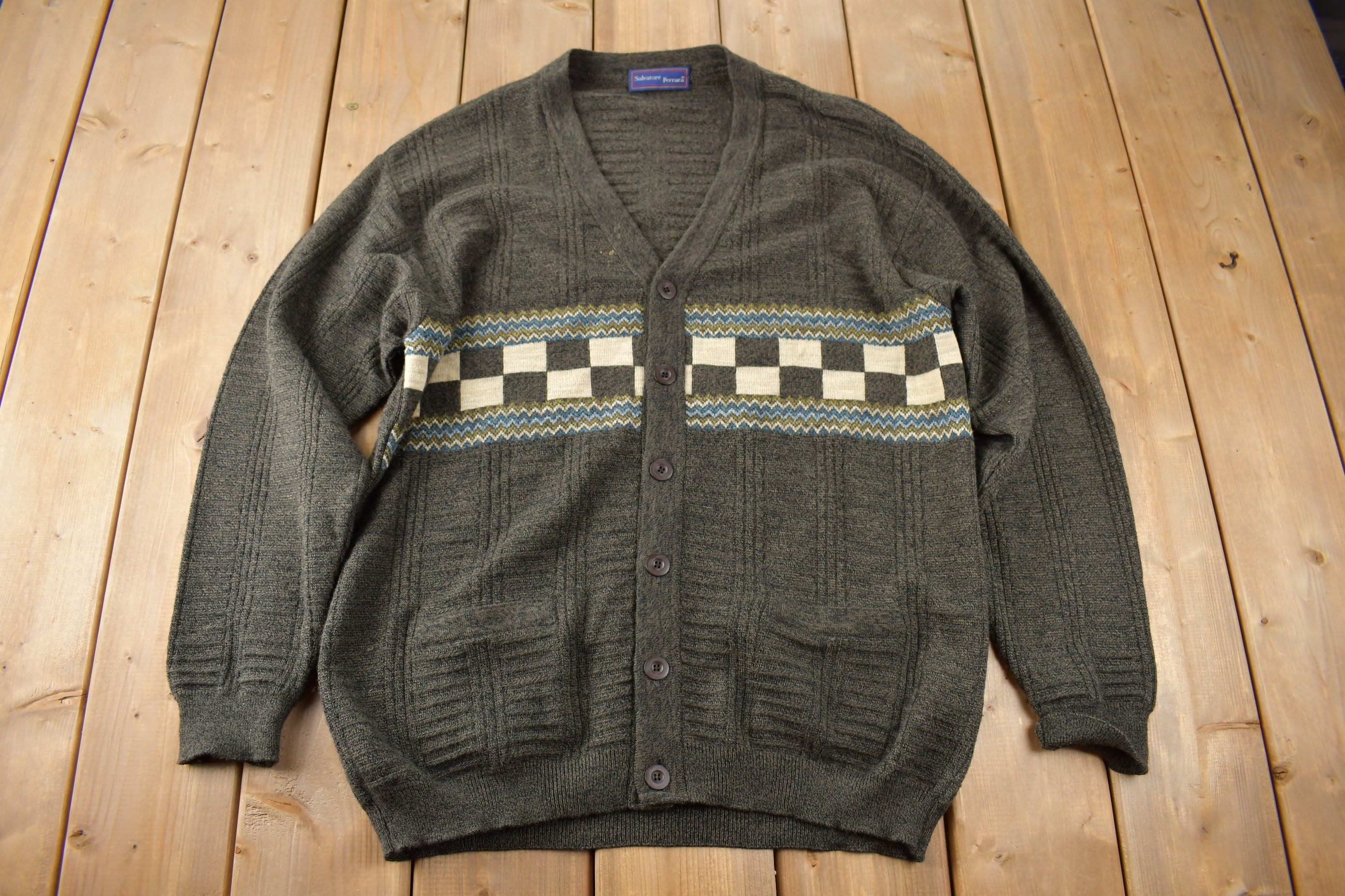 Vintage 1990s Salvatore Ferrara Knit Cardigan Sweater Size L