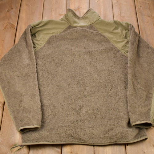 Vintage 1990s Military Jacket Fleece Sweater / Vintage Army Fleece / 90s Full Zip / Streetwear / Athleisure / buy Hiking