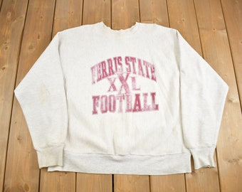 Vintage 1990-tals Ferris State Football Pro Weave Collegiate Crewneck / Tillverkad i USA / Sweatshirt / NCAA Sweatshirt / Americana / Sportkläder