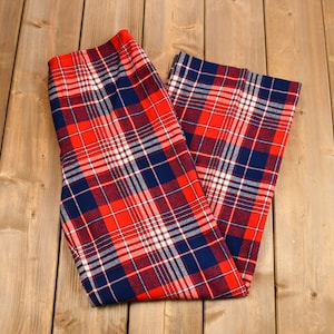 Vintage 1960s Distressed Pendleton Wool Plaid Flare Pants / Size 31 / True Vintage / Bottoms / Vintage Pants / Retro Style / Made in USA