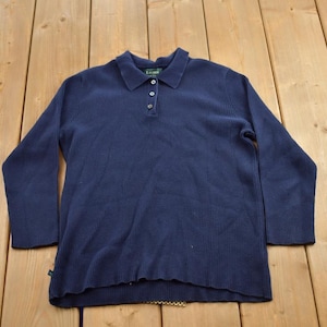 Vintage 1990&#39;s Lauren Ralph Lauren Knitted Sweater / Vintage / Pattern Sweater / Collared / Pullover Sweatshirt / Quarter Button