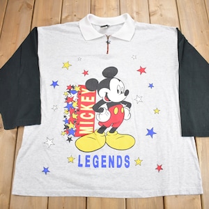 ヴィンテージ 1990年代 ミッキーレジェンド 襟付き長袖シャツ / 90年代 グラフィックTシャツ / ヴィンテージ ミッキーマウス / アメリカ製 / 90年代 ディズニーTシャツ