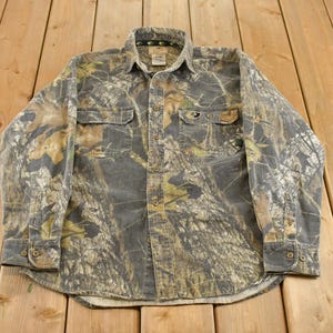 Camicia vintage anni '90 Mossy Oak Apparel Tree Camo Cloth Button Up da uomo taglia M / Camicia vintage con bottoni / Caccia / Attività all'aperto