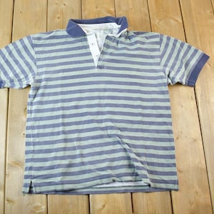 Vintage 1990s LL Bean Striped Button Up Polo Style Shirt / 1990s Button Up / Vintage Flannel / Basic Button Up
