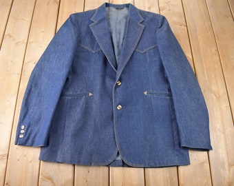 Vintage 1970s Levi's Panatela Denim Button Up Blazer Jacket Made in USA Size 44L