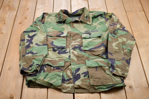 Vintage 1990s Military Field Jacket / Button Up J… - image 1