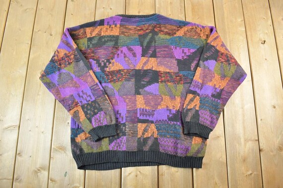 Vintage 1980s Pronto Uomo Knit Abstract Pattern Crewneck