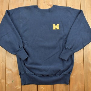 Vintage 1990s University of Michigan Embroidered Champion Crewneck Sweatshirt / NCAA / Sportswear / Vintage Athleisure / 90s Streetwear