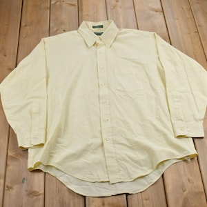 Vintage 1990s Arrow Paddock Club Blank Button Up Shirt / 1990s Button Up / Vintage Dress Shirt / Basic Button Up / Yellow Button Up / Arrow
