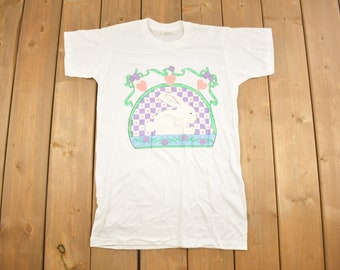 Vintage 1990s Cute Bunny Graphic T-Shirt / Cute Shirt / Single Stitch / Streetwear / Bunnies / Vintage Animal Shirt