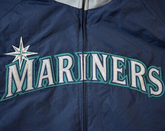 Seattle Mariners Majestic ジャケット M Seattle Mariners Majestic Striped Zip Up Windbreaker Jacket