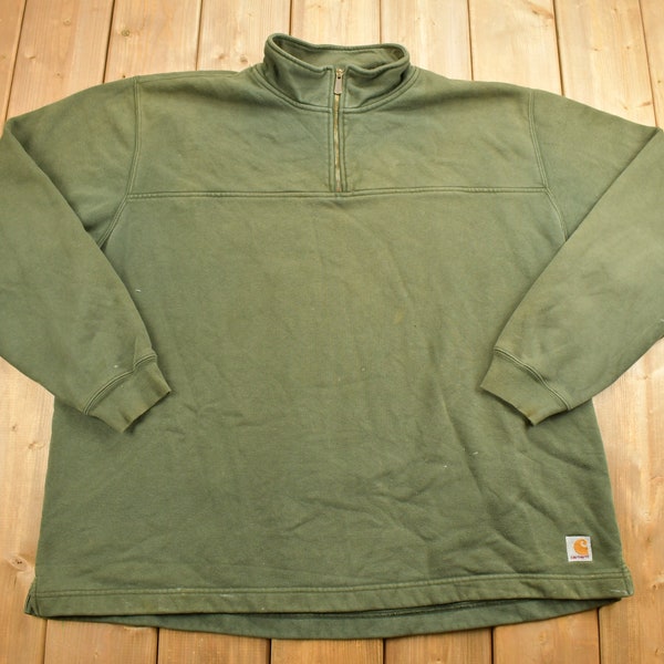 Vintage Carhartt Quarter Zip Sweater / Vintage Carhartt / Heavyweight / Vintage Workwear / Green / Patch Logo / Zip Up