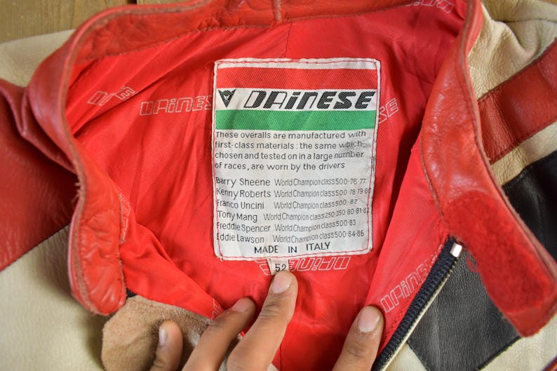 Vintage 1980s Dainese Crono Suit Motorcycle Racing Uniform Coveralls Men's 52 / 90s Leather Motorcycle Jacket / Moto Leather Coat bild 8