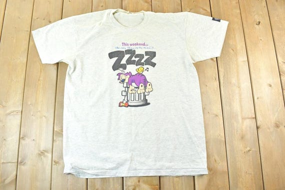Vintage 1990s Sleeping Cats Vetements Original Design Single Stitch T-Shirt  / 90s Vintage Souvenir Tee / Rare Vacation Tee