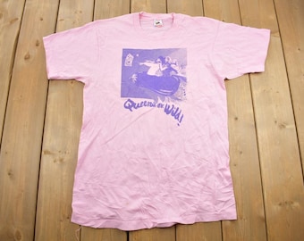 Vintage 1990s Queens Are Wild Single Stitch Pink Graphic T-Shirt Made In USA