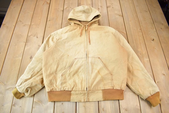 Vintage 1980s Distressed Carhartt Beige Active Jac Jacket Size X  