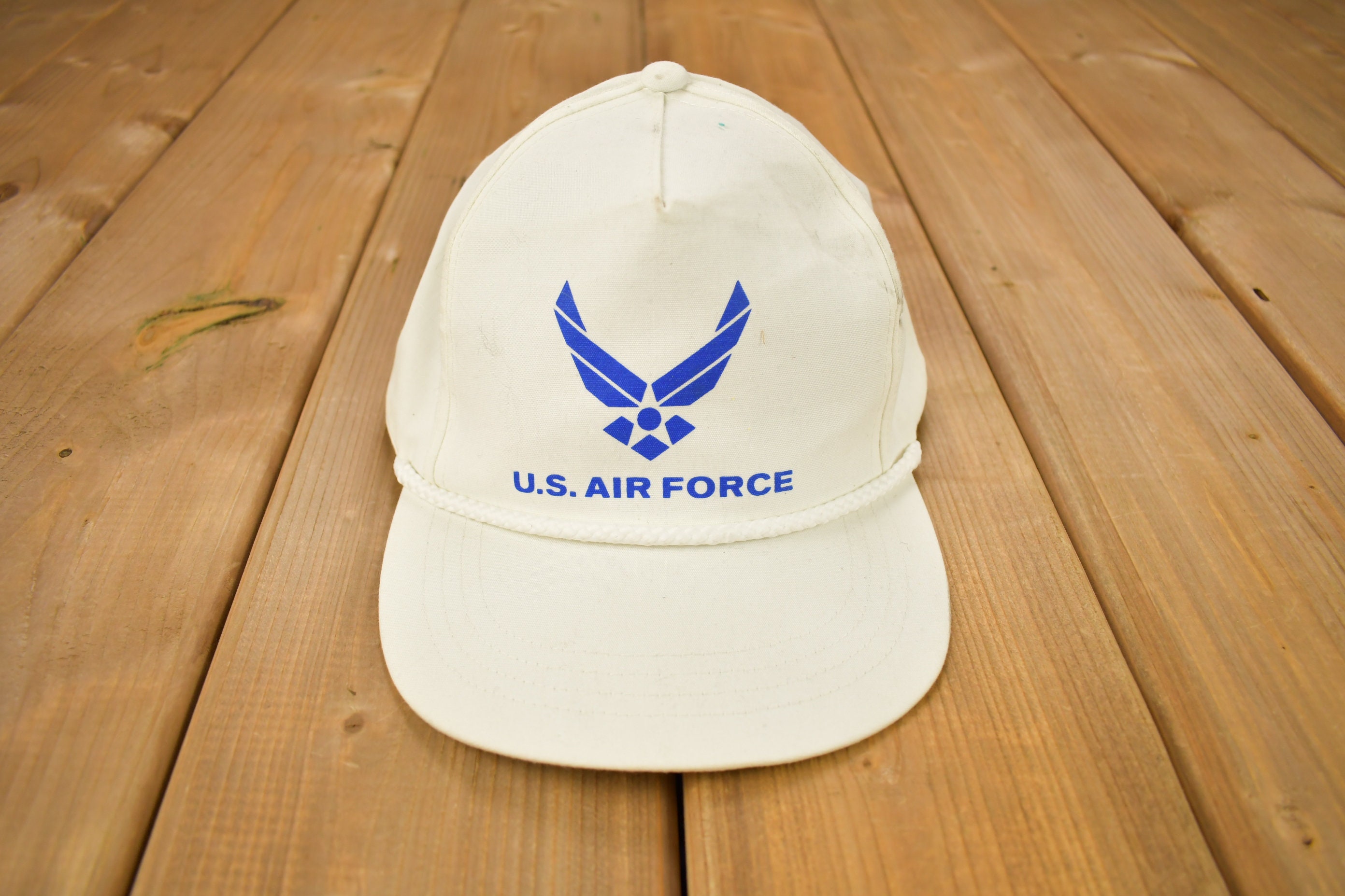 帽子 DEADSTOCK 90s USA Air Force Cap Vintage 1990s U.S. Air Force Snapback Rope Hat / OSFA / 90s