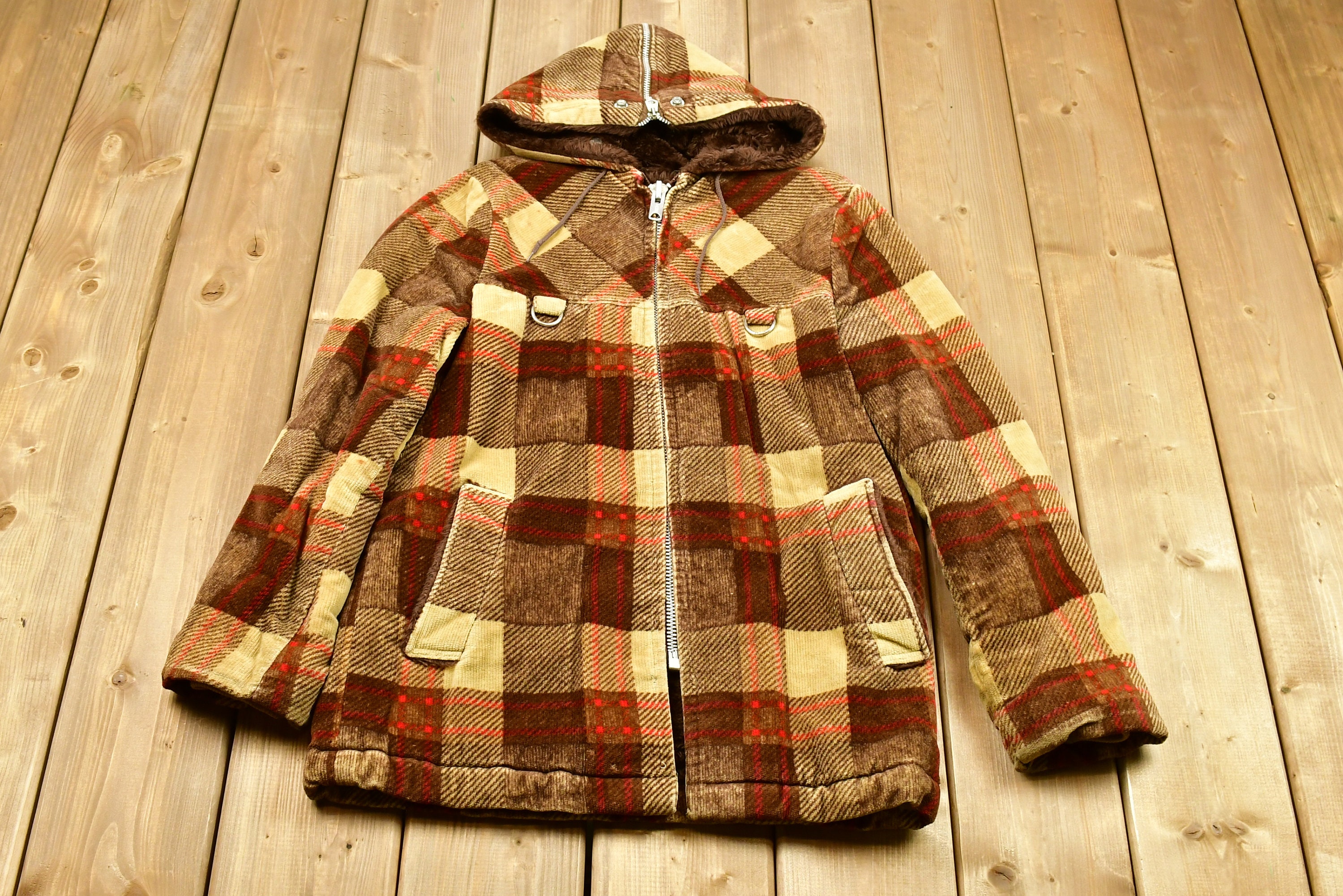 Vintage 1970s William Barry Fur Lined Coat Plaid Pattern Print Winter Outerwear Streetwear Fashion Utility Workwear Jacket Etsy UK
