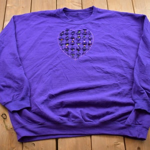 Vintage 1990s Heart Theme Crewneck Sweater / 90s Crewneck / Grandma Sweater / Streetwear / Made In USA / Love Theme / Valentines Day