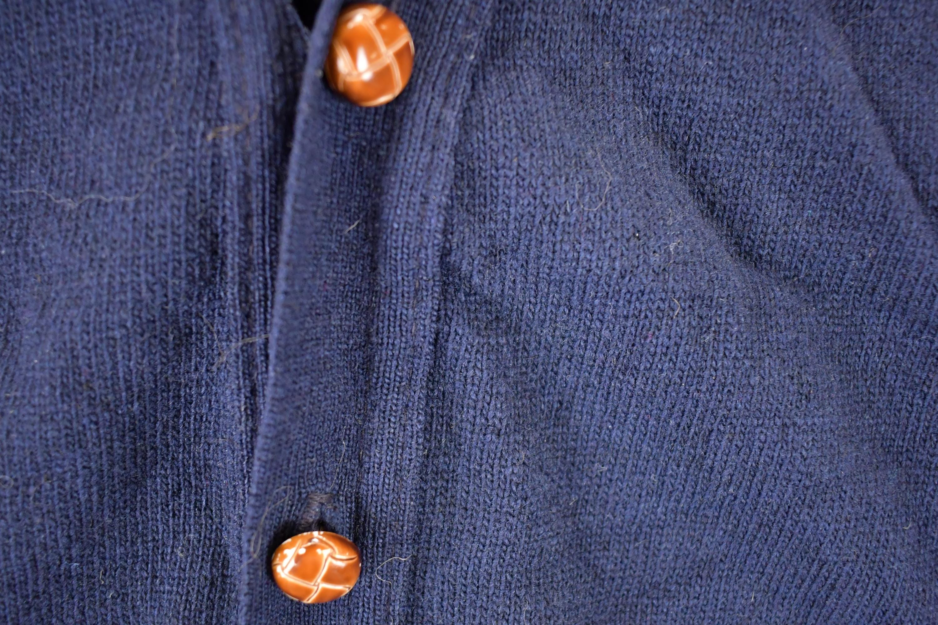 Vintage 1970s Jeff Lamb Wool Knit Cardigan Sweater Men