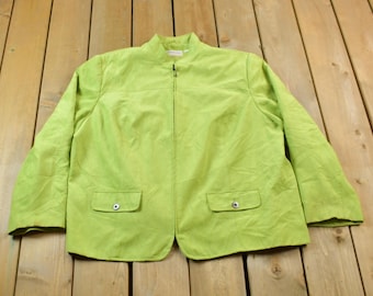 Vintage 1990s Alfred Dunner Suede Jacket / Fall Outerwear / Suede Coat / Outerwear / Streetwear Fashion / Suede Jacket / Lime Green Jacket