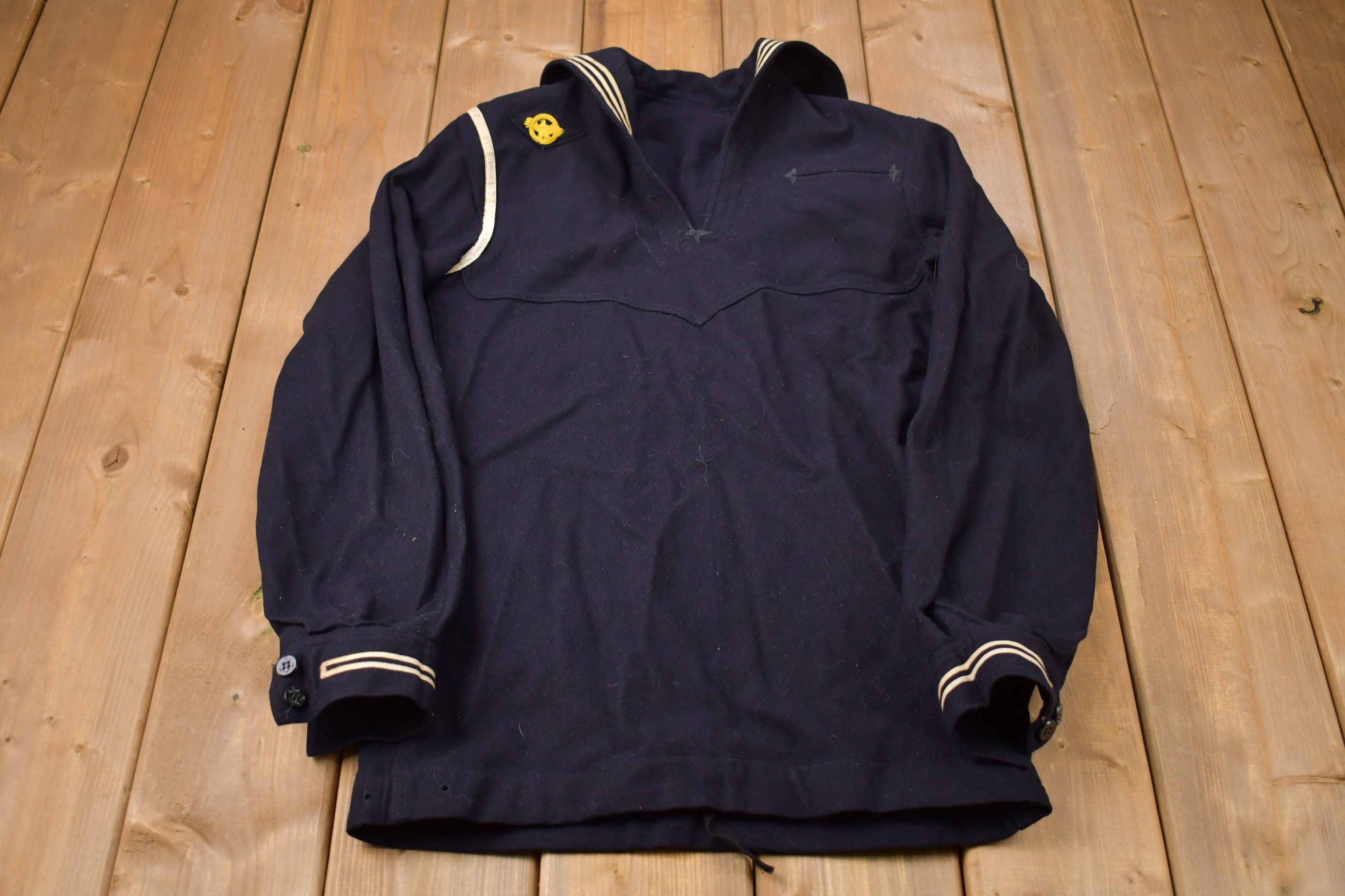 トップス WW2 40s US NAVY WOOL SWEATER Vintage 1940s Wwll Naval Clothing Factory Wool Sweater / Navy Wool