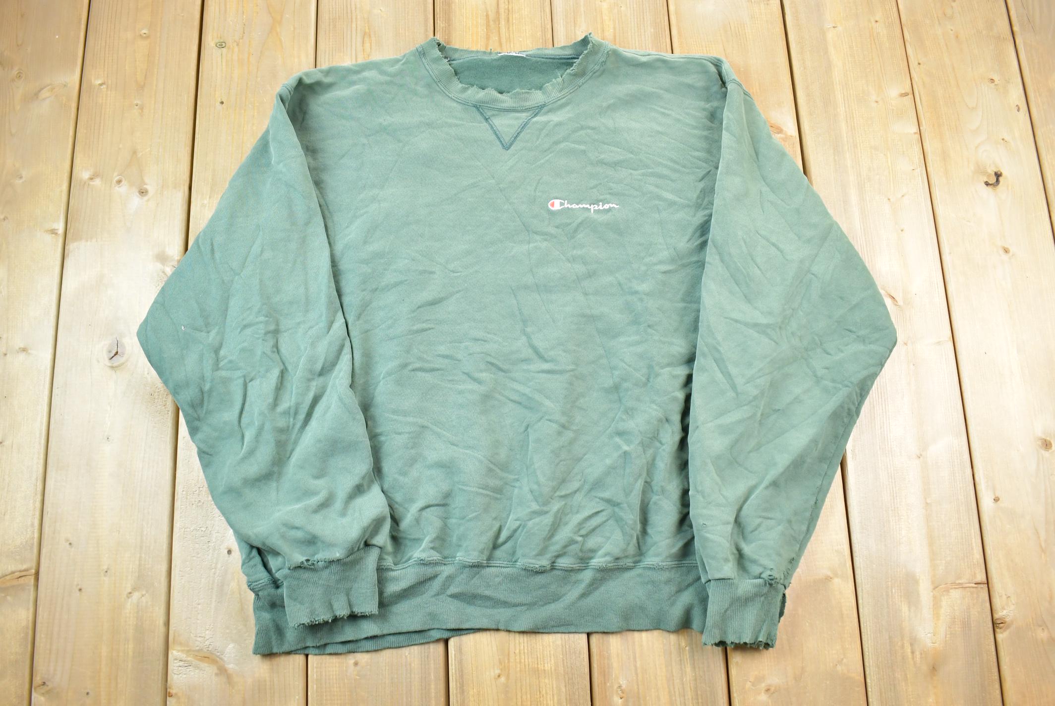 【★安心の定価販売★】 Vintage 1990s Vintage / Sweatshirt Distressed Champion Green トップス