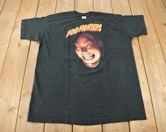 Vintage 90's Foo Fighters American Rock Band Black Xlarge T