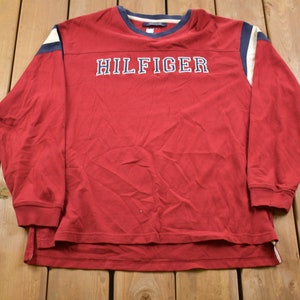 Vintage 1990s Tommy Hilfiger Embroidered Long Sleeve T-Shirt / 90s V-Neck / Souvenir / Athleisure / Streetwear / 90s Tommy Hilfiger