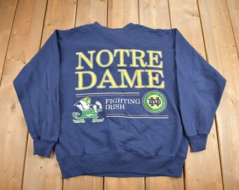 Vintage 1990s University Of Notre Dame Fighting Irish Collegiate Crewneck / NCAA Sweatshirt / Sportswear / Made In USA