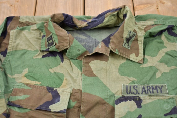 Vintage 1990s Military Field Jacket / Button Up J… - image 3