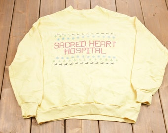 Vintage 1970s Sacred Heart Hospital Raglan Crewneck Sweatshirt / 70s Crewneck / Souvenir / Athleisure / Streetwear / Travel And Tourism