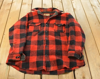 Vintage 1970s Buffalo Plaid Wool Flannel Button Up Shirt Men's 2XL / 70s Flannel / Plaid Flannel / Outdoors / True Vintage