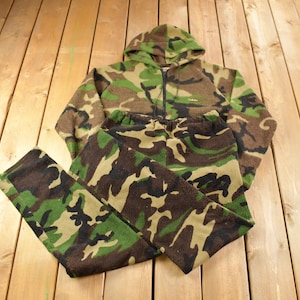 Vintage 1990s Woodland Camo Cabela&#39;s Fleece Hoodie & Pants Size Medium / 2 Piece Set / Made In USA / Outdoorsman
