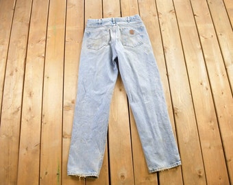 Vintage 1990s Carhartt Work Pants Size 34x34 / 90s Carpenter Pants / Made In USA / Distressed Carhartt / Vintage Workwear/ Thrashed