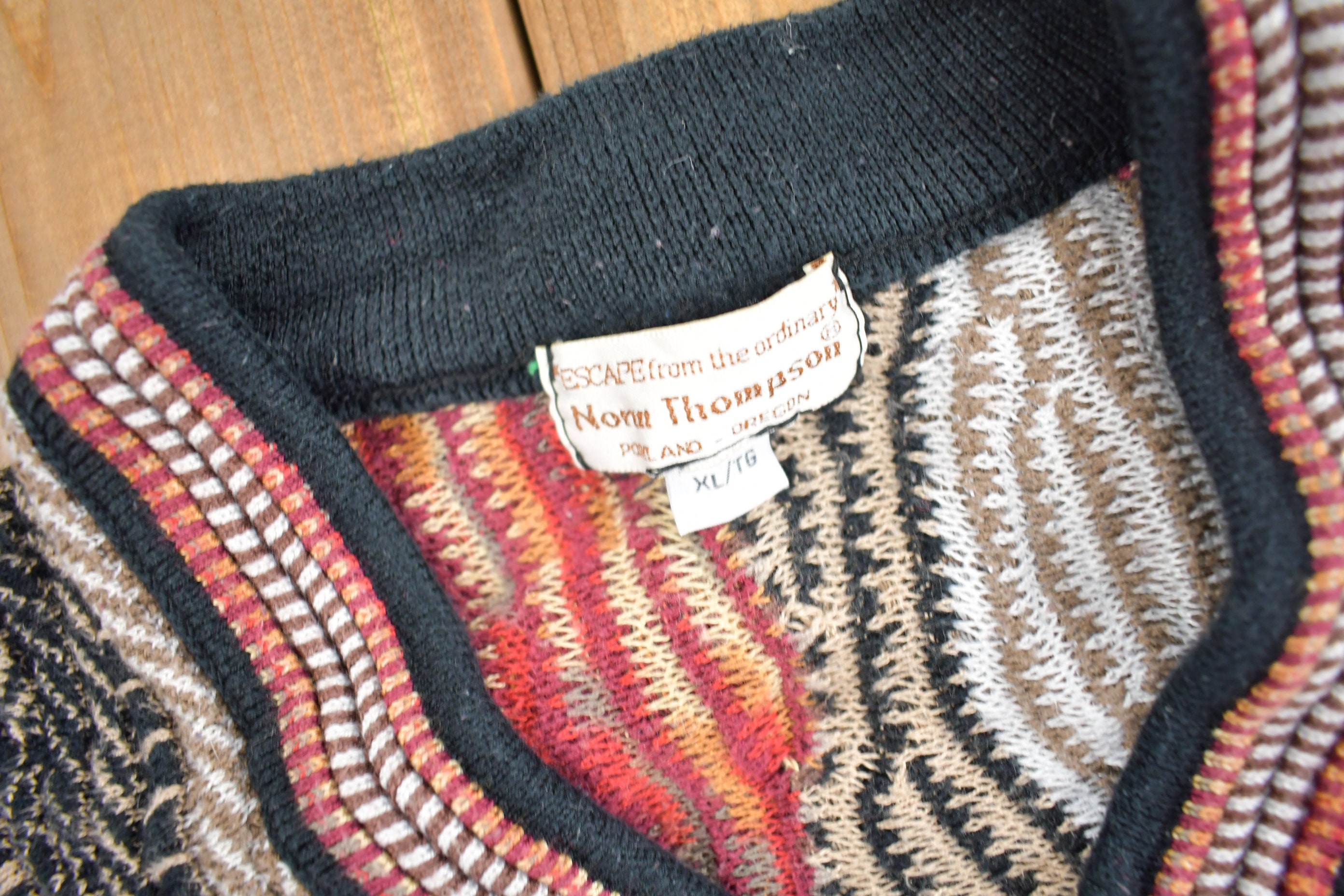 Vintage 1990s Norm Thompson 3D Colored Cable Knit Sweater / Made 