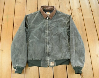 Vintage 1990s Carhartt Santa Fe Canvas Jacket Men's Large / Distressed Sun Faded / Workwear / Streetwear / 90s Work Jacket