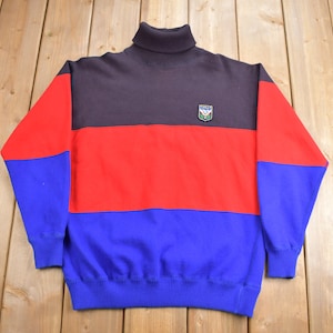 Vintage 1980s Polo Ralph Lauren Color Block Uni Crest Turtleneck / Vintage Ralph Lauren / Streetwear / Rare Polo