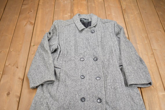 Vintage 1990s Noble Fashions Made in USA Wool Jacket / Herringbone 