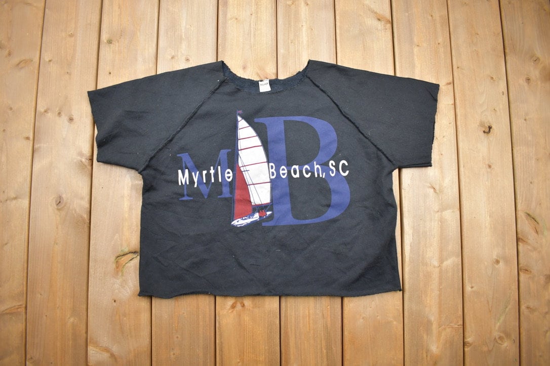 Vintage 1990s Myrtle Beach Souvenir Cropped T-shirt / 90