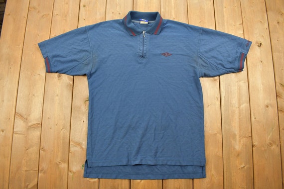 Vintage 1990s Umbro Soccer Polo Shirt / Embroidered / Athletic 